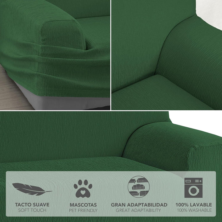 Martina Home Elastischer Sofabezug Modell Emilia 3 Plätze Flaschengrün (Verde Botella), 3 Plätze Fla