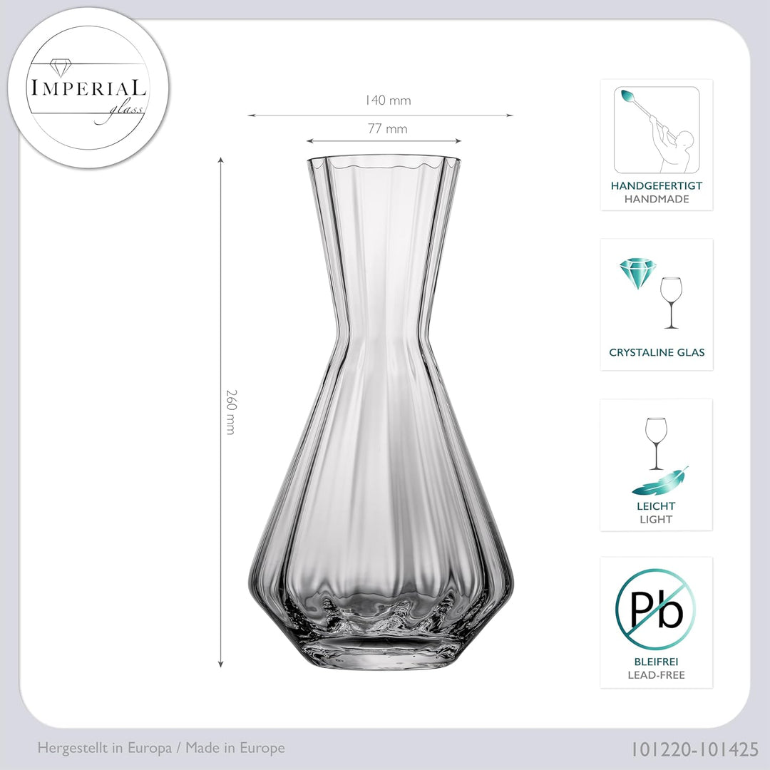 Weindekanter 1200ml – handgefertigte Karaffe aus Crystalline Glas mit gewellter Optik – Rotweinkaraf