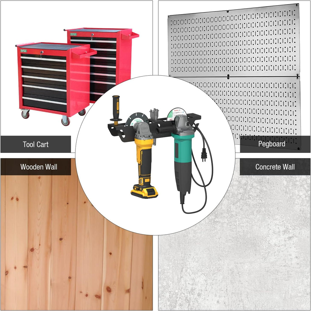 UNITEDPOWER Winkelschleiferhalter – 2 Bay Winkelschleifer Rack / Ständer Lagerregal mit Schnuraufhän