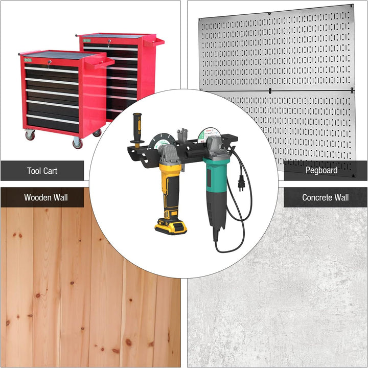UNITEDPOWER Winkelschleiferhalter – 2 Bay Winkelschleifer Rack / Ständer Lagerregal mit Schnuraufhän