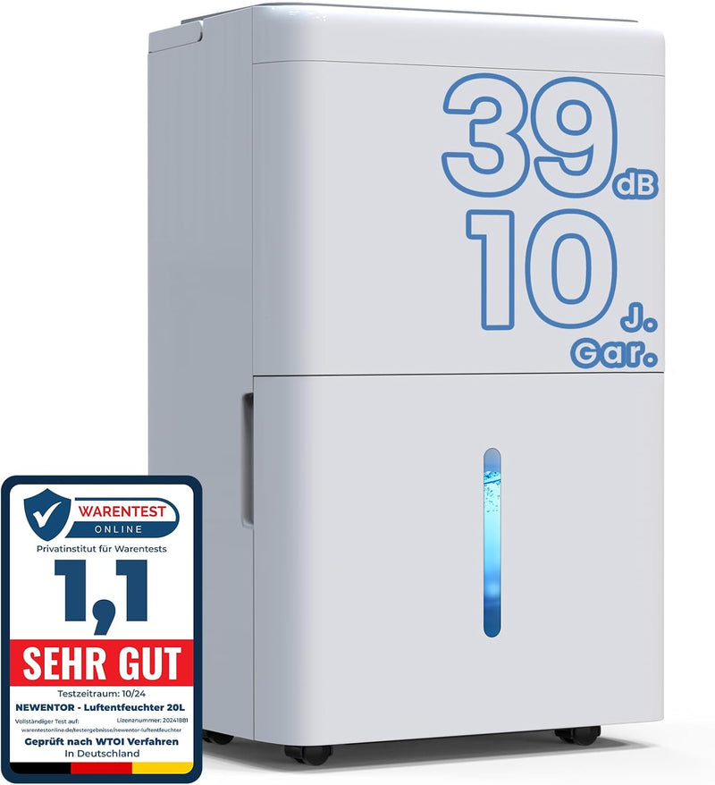 Newentor Bdpt. 20L Luftentfeuchter Elektrisch Keller 39dB, Entfeuchter Elektrisch Keller mit Ablaufs