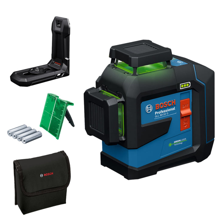 Bosch Professional Linienlaser GLL 80-33 G (Halterung LB 10, grüner Laser, Arbeitsbereich: bis 30m,