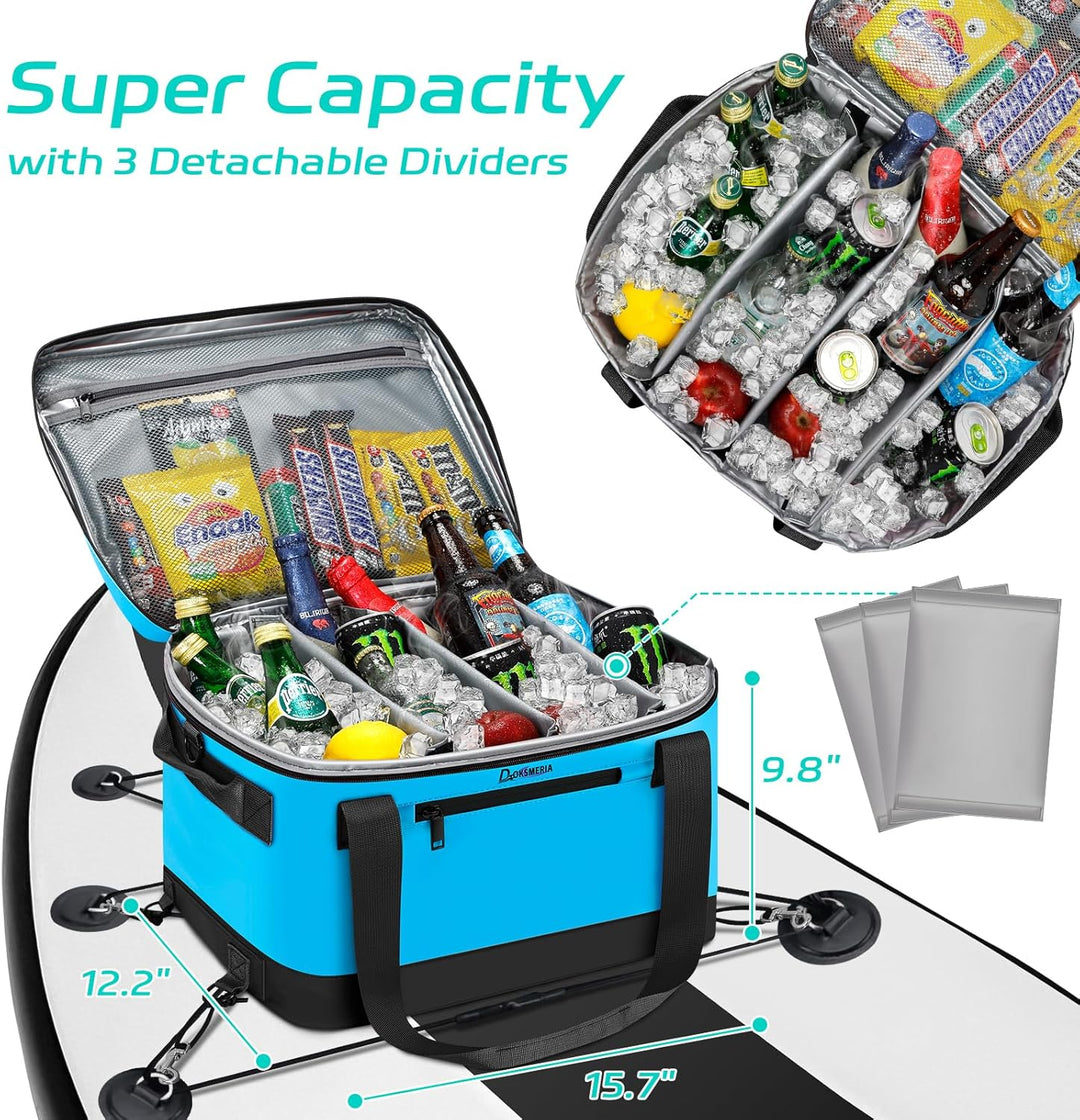 Paddle Board Cooler Wasserdicht, Super Capacity SUP Paddleboard Deck Cooler mit Schultergurt & 6 ela