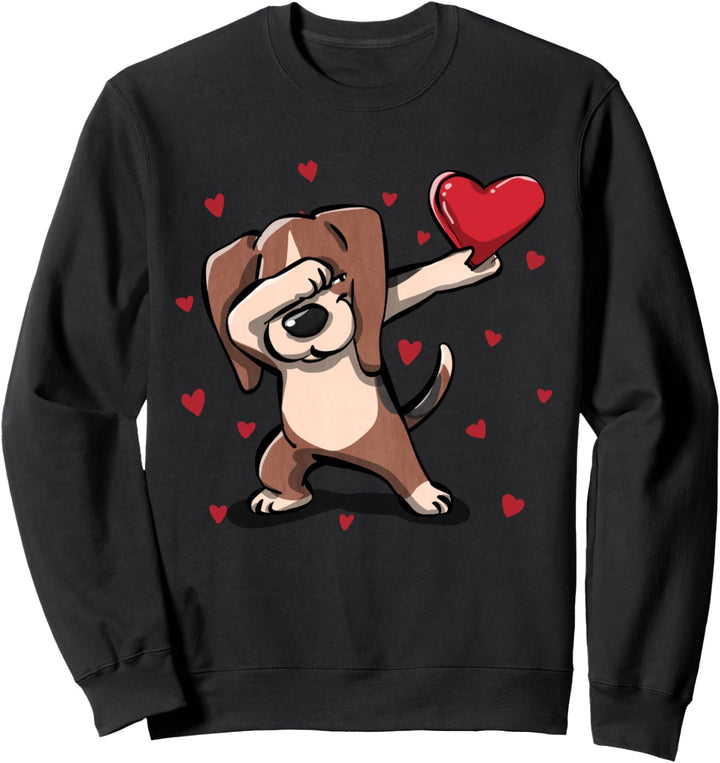 Tupfender Beagle & Herz - Lustige Valentinestag Geschenke Sweatshirt