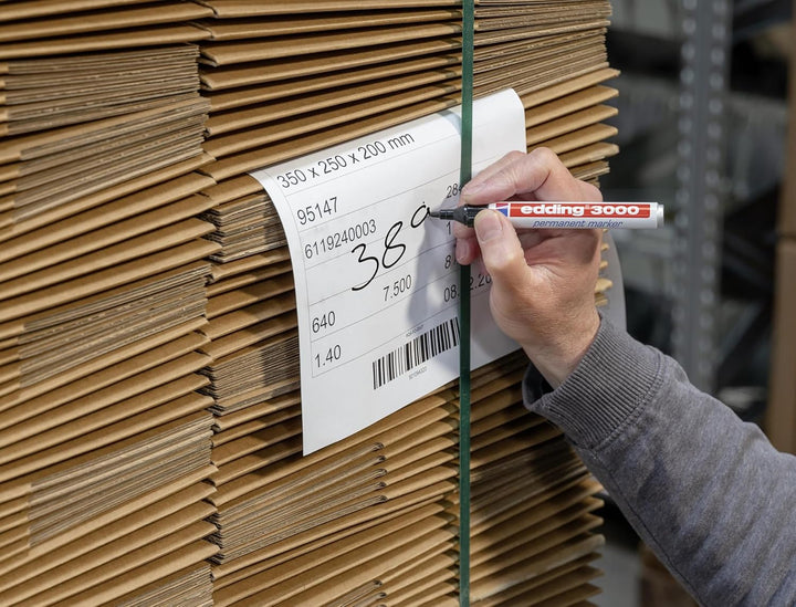 edding 3000 Permanentmarker - schwarz - 10 Stifte - Rund-Spitze 1,5-3 mm - schnell trocknender Perma