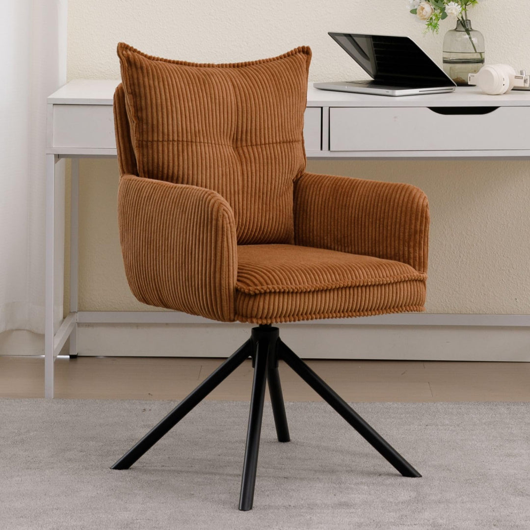 Ya-Home Modern Bürostuhl 360°Drehbar Schreibtischstuhl mit Armlehne Drehstuhl aus Kordsamt für Arbei