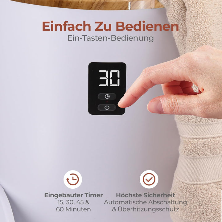 SereneLife Handtuchtrockner Elektrisch mit Timer, Handtuchwärmer Eimer Towel Warmer for 2 Towels, En