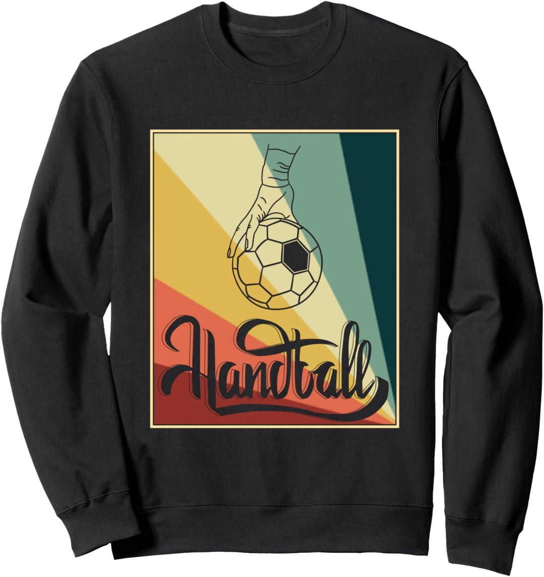 Handball Training Hand Hält Ball in Retro Farben Sweatshirt