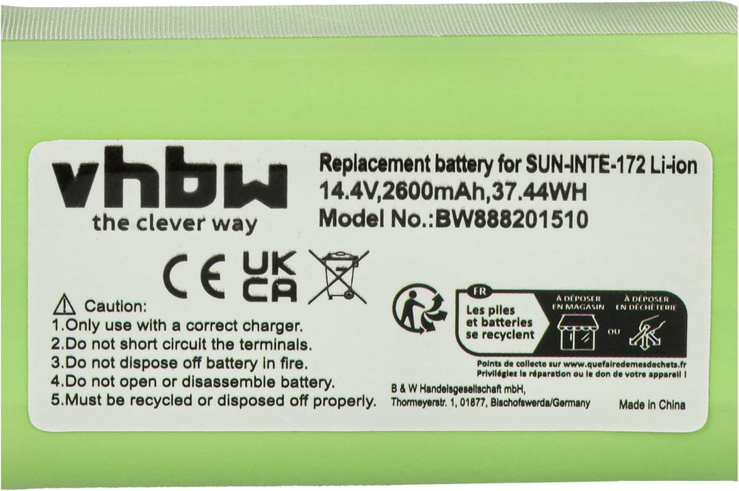 vhbw Akku kompatibel mit Bagotte BG600, BG700 Saugroboter (2600 mAh, 14,8 V, Li-Ion)