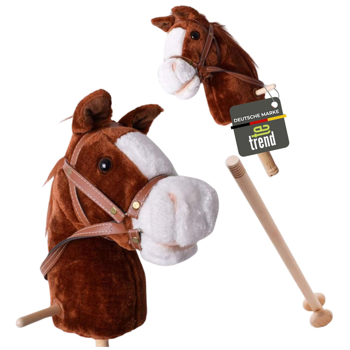 TE-Trend Hobby Horse 95cm - Stockpferd für Kinder mit Soundfunktion - rollendes Steckenpferd mit Plü
