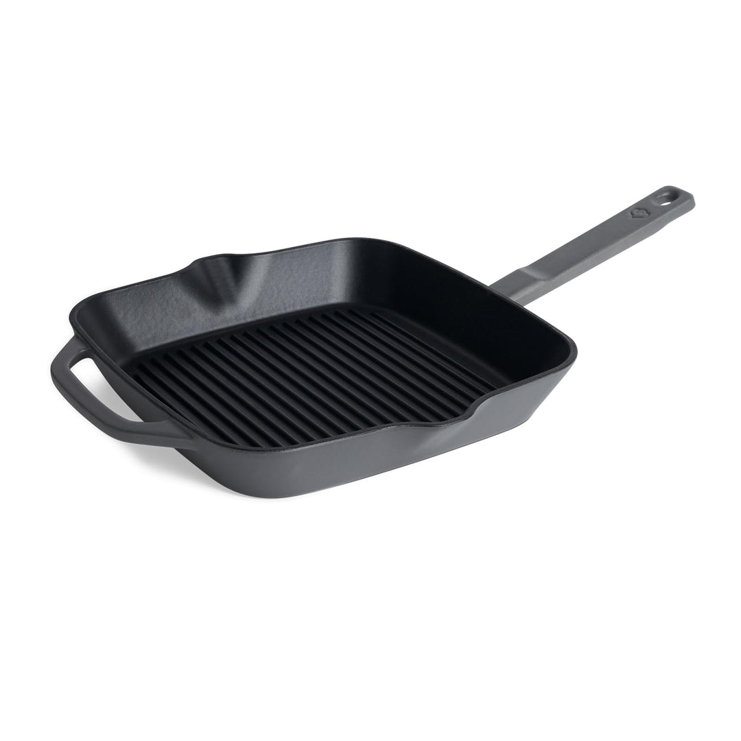 SPRINGLANE Gusseisen Grillpfanne Grau, 26 cm - Emailliert - Steakpfanne mit Grillstreben - Für alle