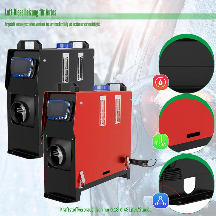8KW Diesel Standheizung 12V Luft Dieselheizung mit Fernbedienung Air Diesel Heizung Set mit LCD Moni