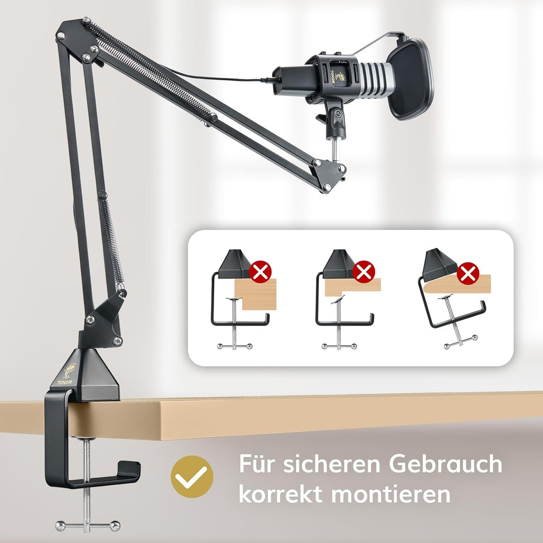 TONOR USB Kondensator Mikrofon, Nierencharakteristik Computer Mikrofon, Popfilter, für Konferenz, St