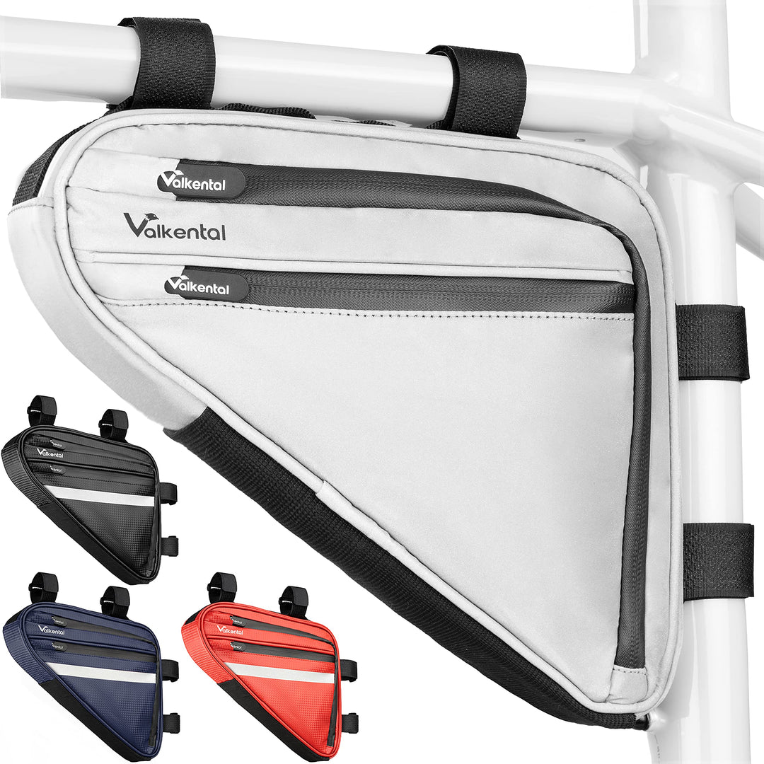 Valkental - Wasserfeste Rahmentasche mit viel Platz - 1,5L Volumen - Fahrradtasche mit Reflektoren u
