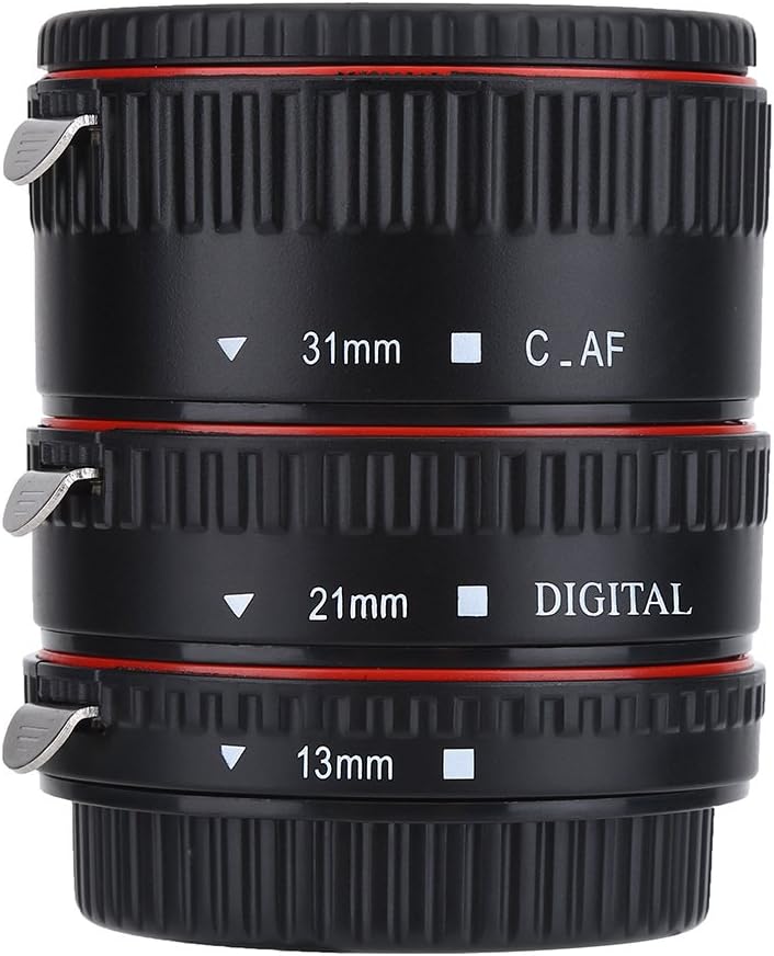 Lazmin Adapterringe-Set, Red Metal Auto Focus Macro Extension Tube Set für EOS EF Objektiv, 3 Ringe