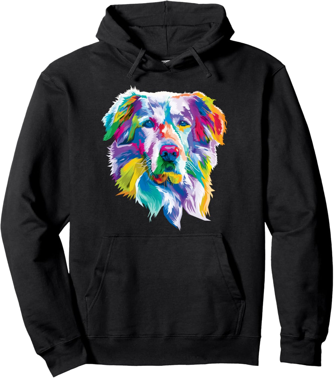 Farbenfroher Golden Retriever Süsser geometrischer Hund Pop-A Pullover Hoodie