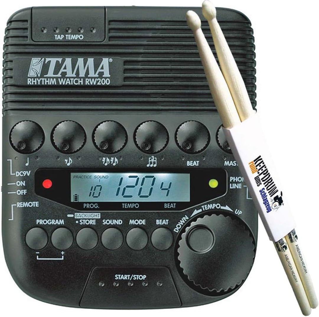 Tama Rhythm Watch RW200 Schlagzeuger-Metronom + keepdrum Drumsticks 1 Paar