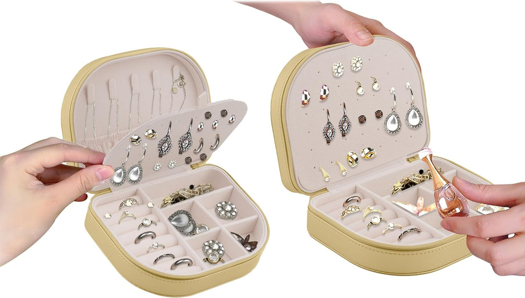 Schmuckkästchen Schmuckbox Reise Schmucketui Klein Schmuckaufbewahrung Organizer Tragbar 16,5 x 12 x