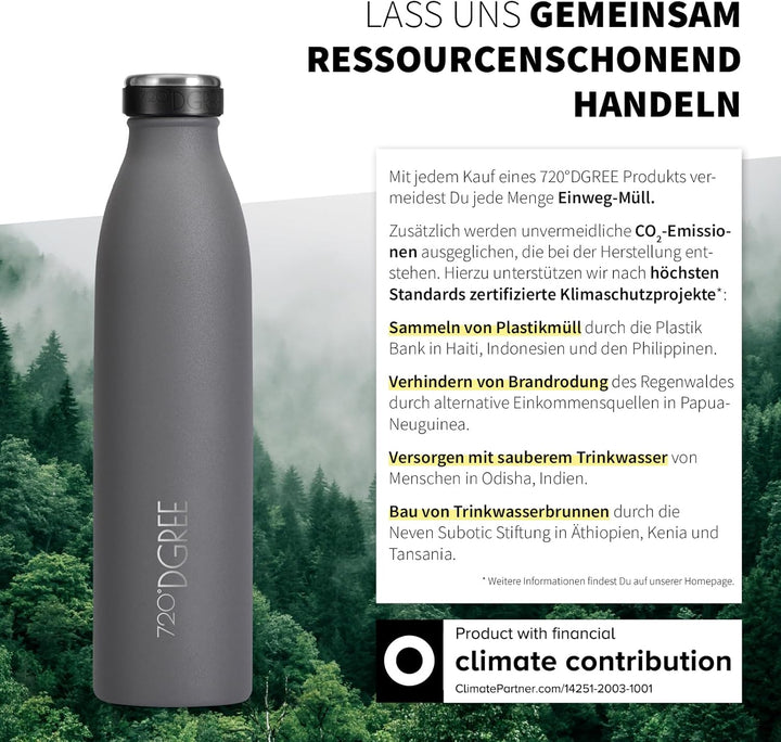 720°DGREE Edelstahl Trinkflasche “milkyBottle” - 750ml - BPA-Frei, Auslaufsicher, Kohlensäure geeign
