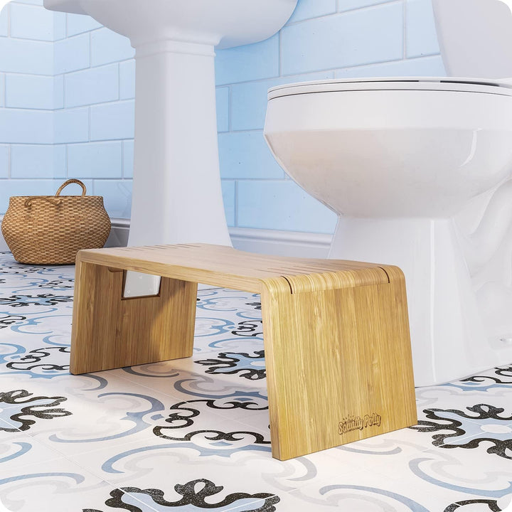 Squatty Potty Oslo Falten Bambus Toilette Hocker - 7-Zoll zusammenklappbar Badezimmer Hocker zum Erw