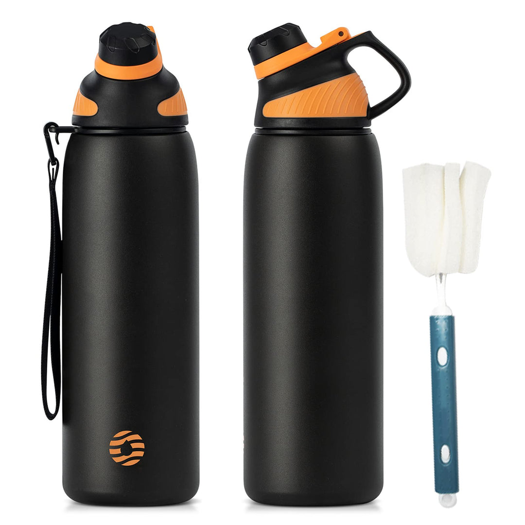 Fjbottle Edelstahl Trinkflasche Sport mit Magnetischem Deckel 1L, 800ml, 600ml, 400ml BPA-Frei Ausla