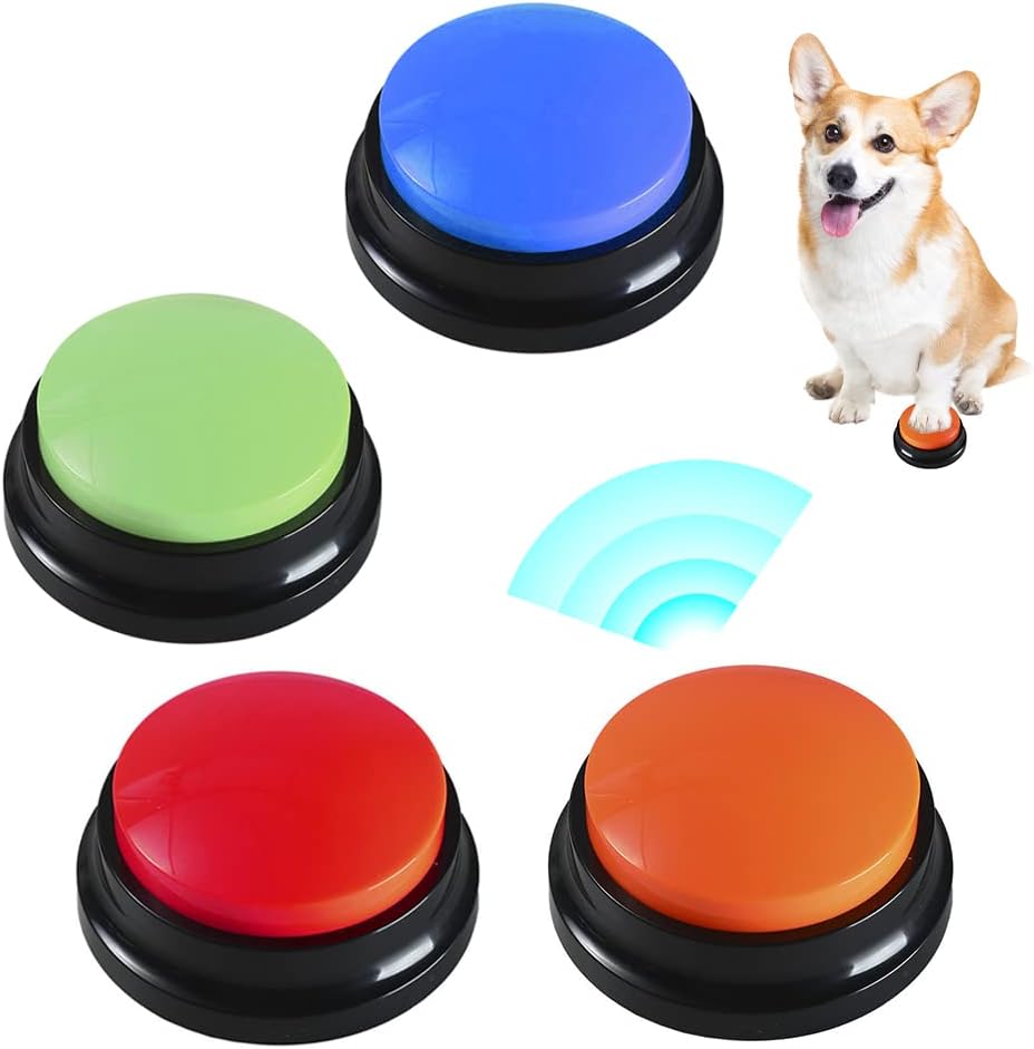 Buzzer Mit Aufnahmefunktion Hunde, 4 Stück Answer Buzzers Hund, Buzzer mit Sound Hund, Answer Buzzer