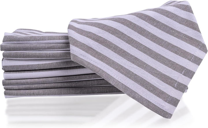 mon bijou® - 6 angenehm weiche Stoffservietten grau-weiss gestreift I 100% Baumwolle I 45 x 45 cm I