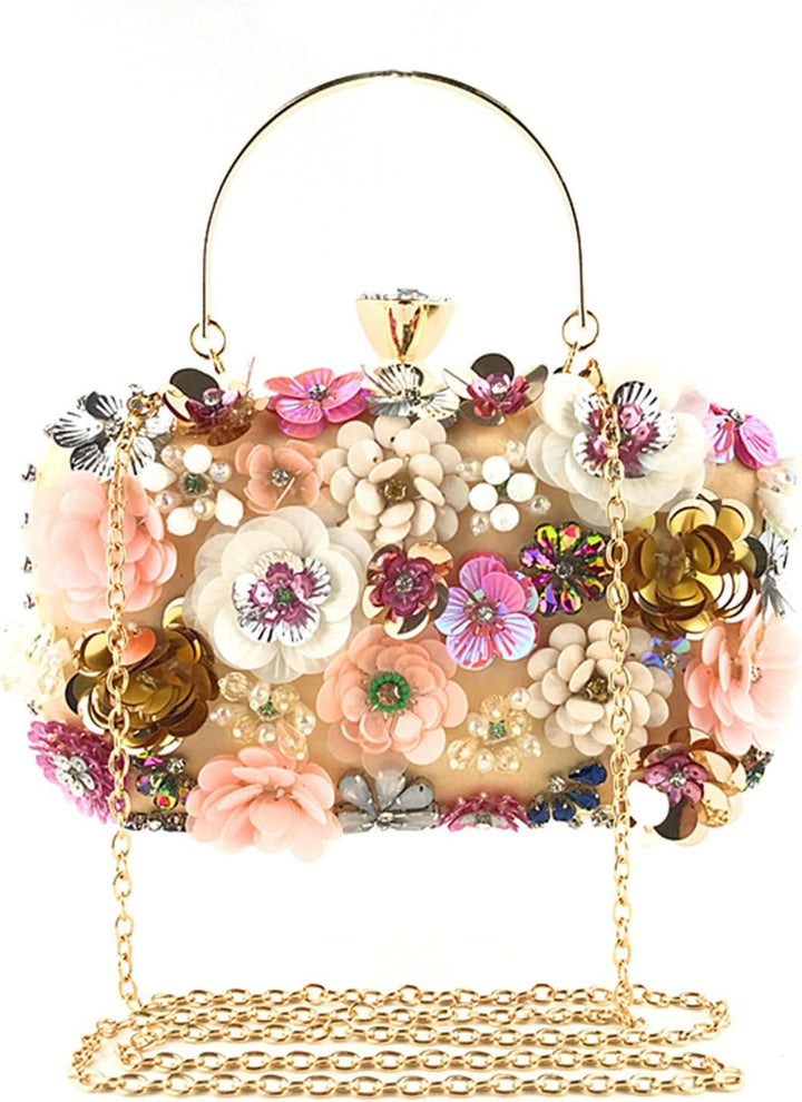 Jywmsc Damen Clutches Blume Abendtasche Handtasche Hochzeit Clutch Party Tasche Gold, Gold