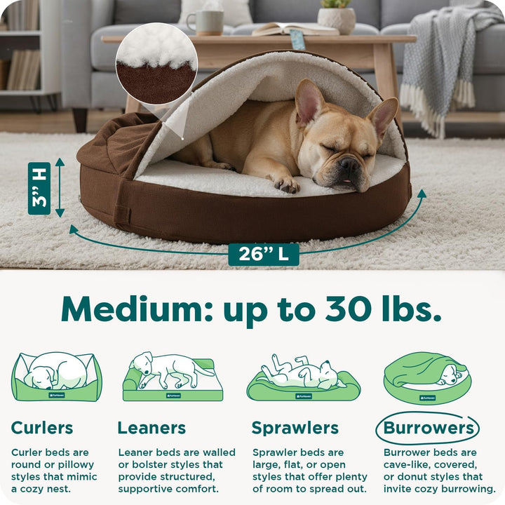 Furhaven 26" Round Orthopedic Dog Bed for Medium/Small Dogs w/Removable Washable Cover, For Dogs Up