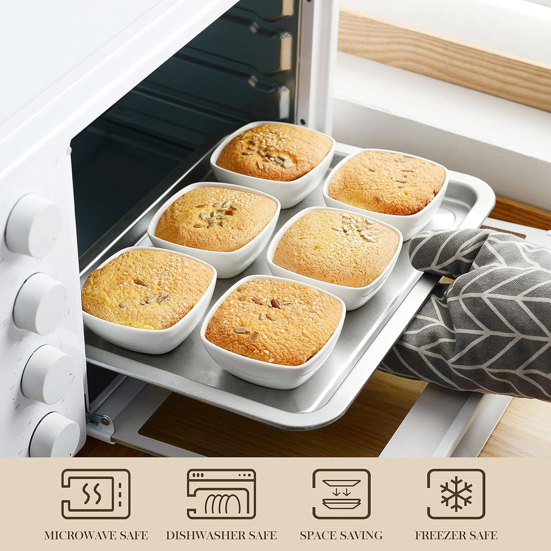 MALACASA, Serie Ramekin.Dish, 12-tlg. Set MINI Porzellan Dessert Schälchen, Dessertschalen, Snacksch