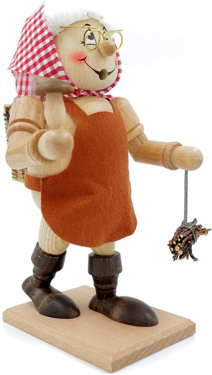 Kuhnert - Original Erzgebirgische Holzkunst Räuchermann Räucherfigur 23cm - Reisigfrau, Reisigfrau