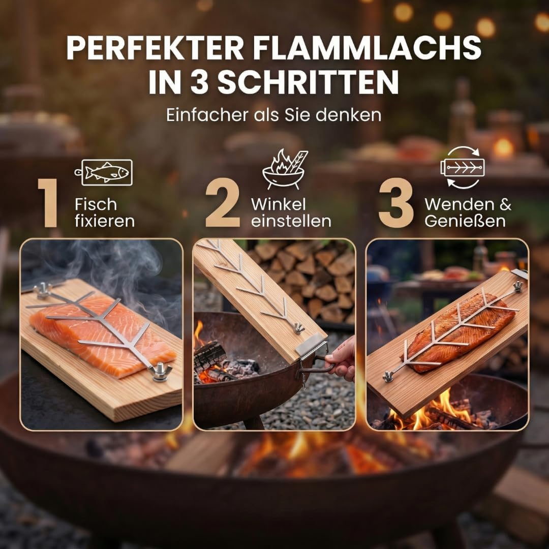 Flammlachsbrett 2er Set Lärche für die Feuerschale und den Kugelgrill Lärche 2er Set, Lärche 2e