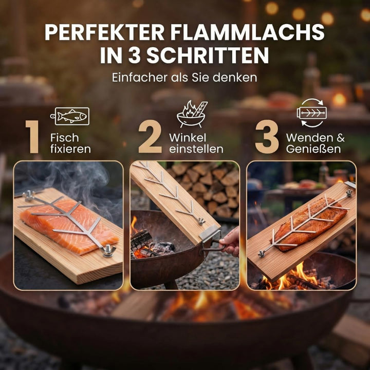 Flammlachsbrett 2er Set Lärche für die Feuerschale und den Kugelgrill Lärche 2er Set, Lärche 2e