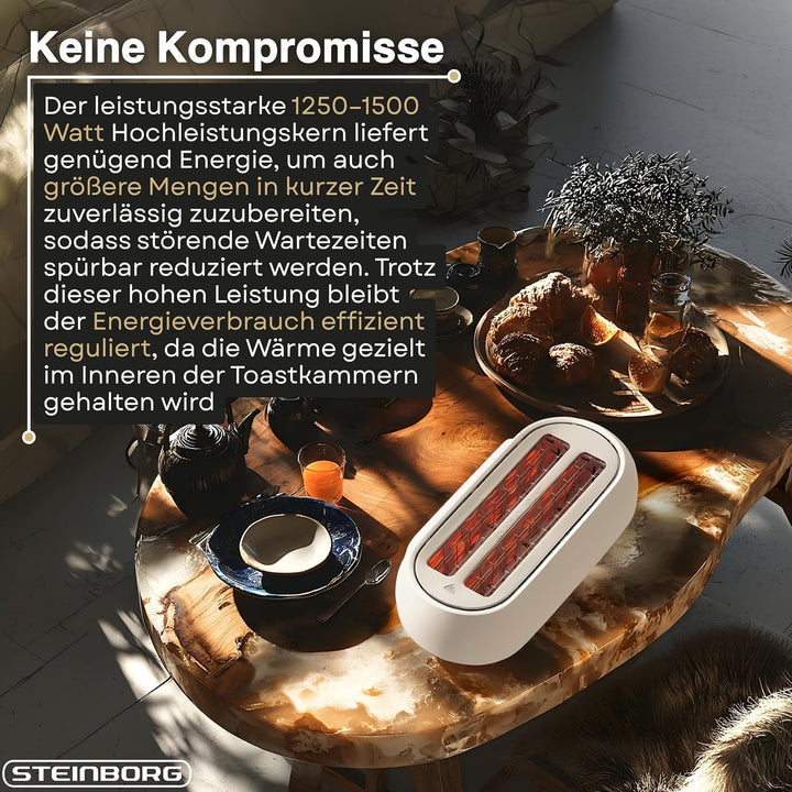 Steinborg® Automatik Toaster mit Brötchenaufsatz 4 Scheiben Automatische Liftfunktion ohne Hebel - L