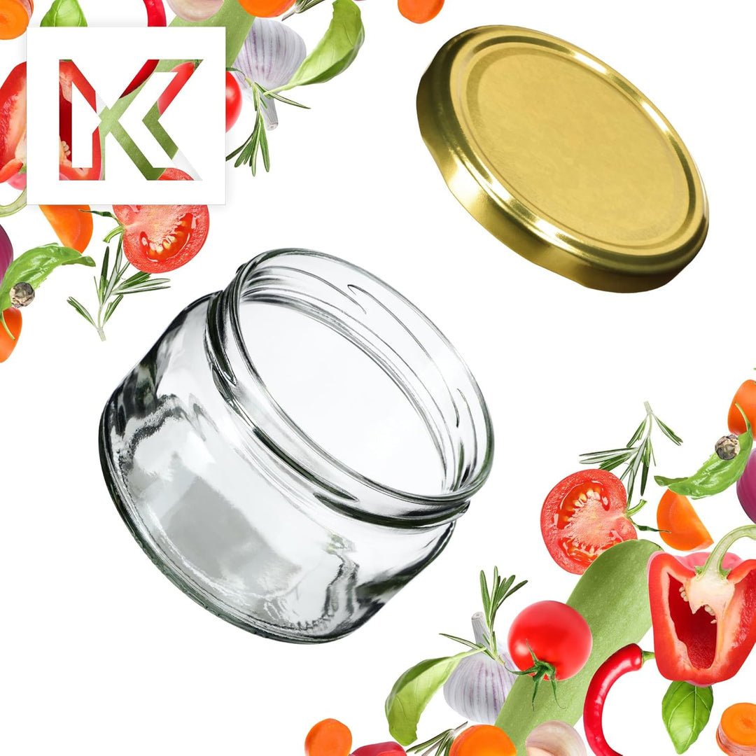 KADAX 10er Set Marmeladengläser 250ml mit Schraubdeckel Ø 82 mm in Gold - luftdichte, spülmaschinenf