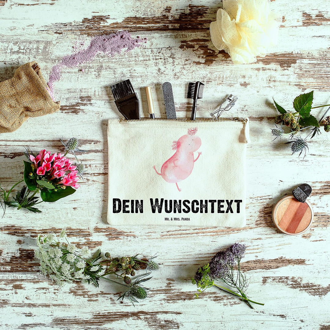 Mr. & Mrs. Panda Kulturbeutel personalisierbar Axolotl Tanzen Grösse M - Personalisierte Geschenke,