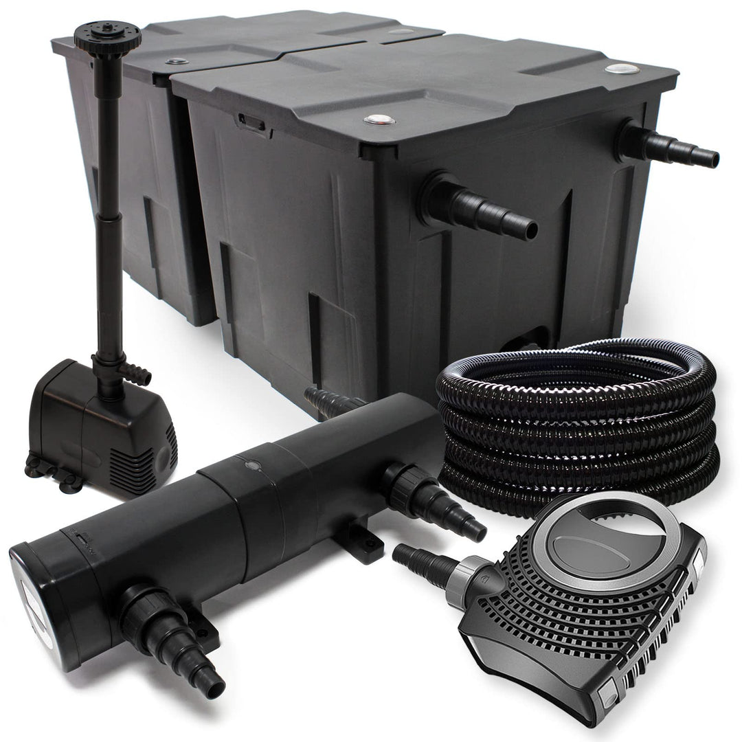 Wiltec Komplettset: CBF-350B Teichfilter bis 60000 L Teichfilteranlage, NEO10000 Teichpumpe 10000l/h