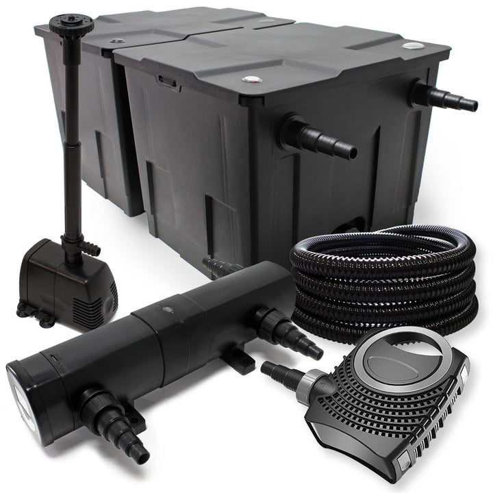 Wiltec Komplettset: CBF-350B Teichfilter bis 60000 L Teichfilteranlage, NEO10000 Teichpumpe 10000l/h