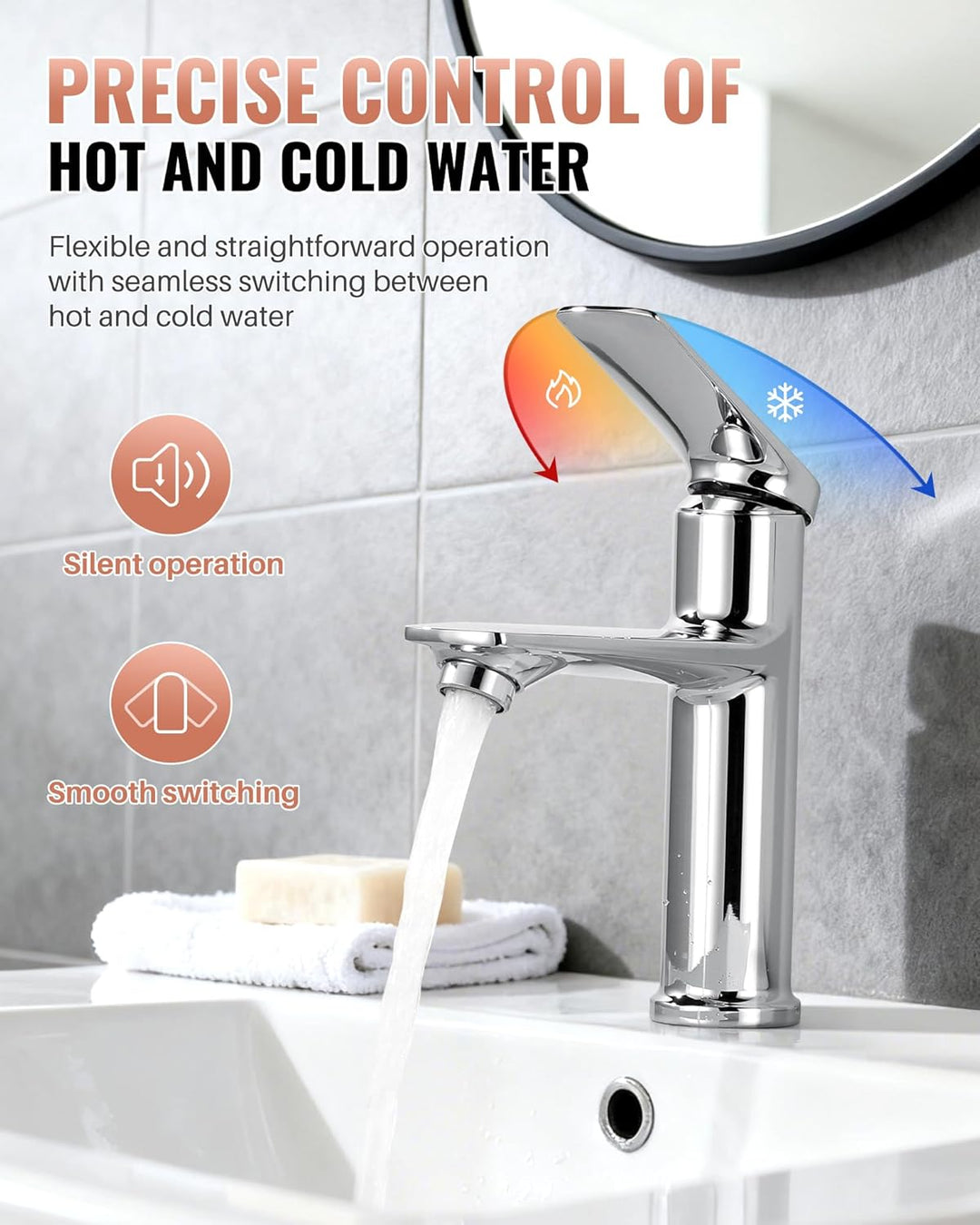 Wasserhahn Bad, Waschtischarmatur Bad Chrom Einhebelmischer Armatur Hochdruck Waschtischwasserhahn m