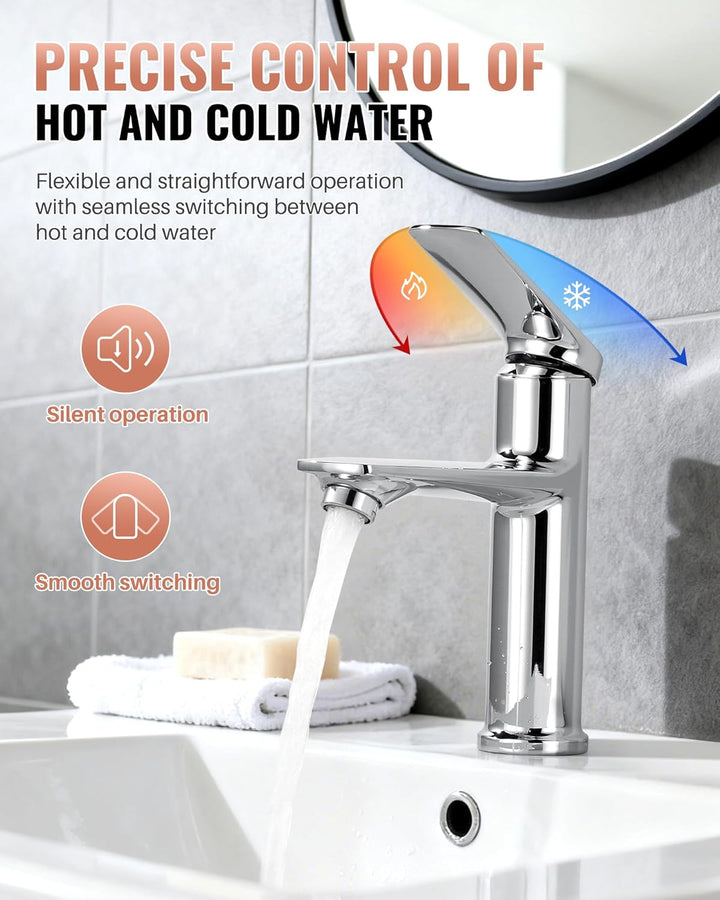 Wasserhahn Bad, Waschtischarmatur Bad Chrom Einhebelmischer Armatur Hochdruck Waschtischwasserhahn m