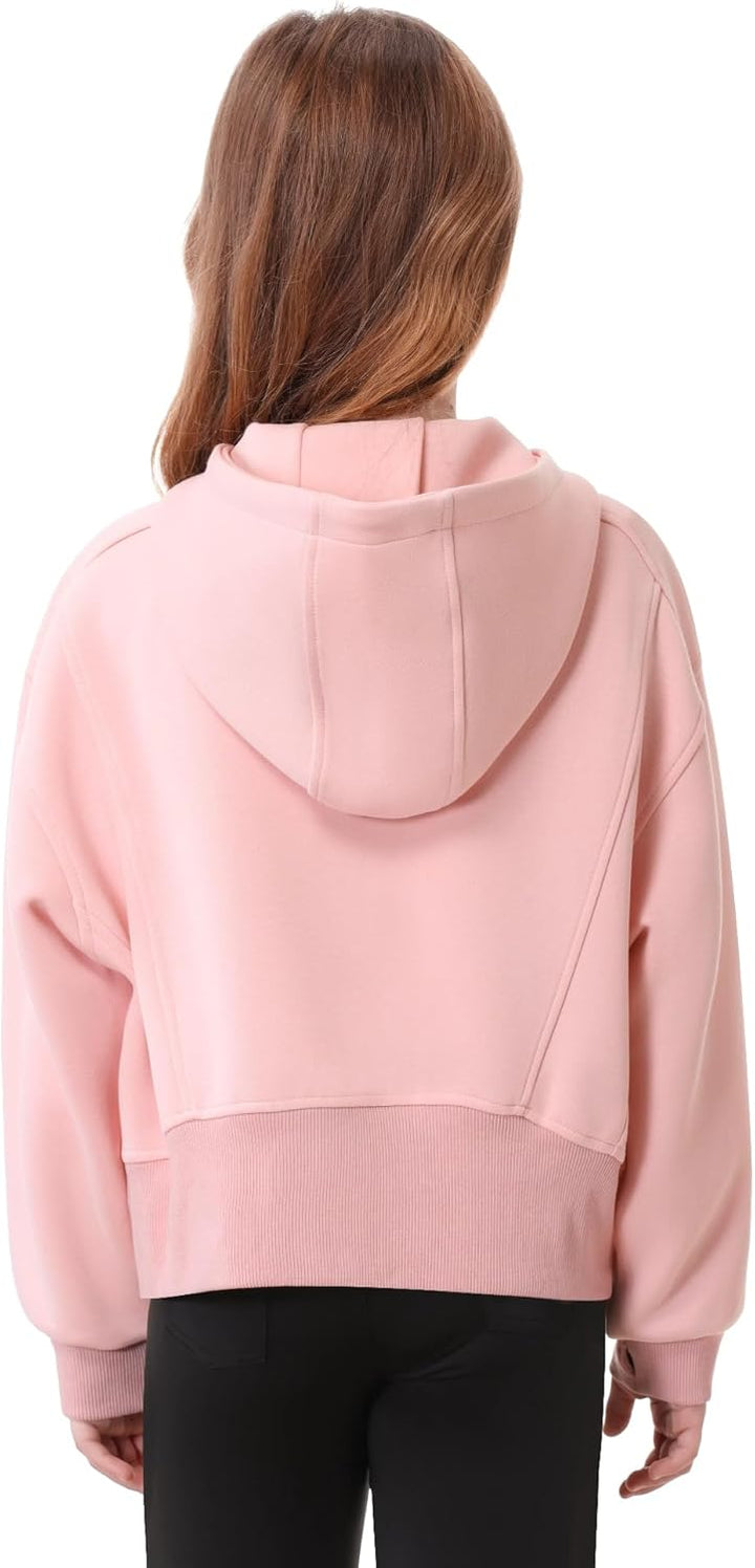 Rolanko Kapuzenpullover für Mädchen mit Reissverschluss, Gemütliche Langarm-Kapuzenjacke Lässiges Sw