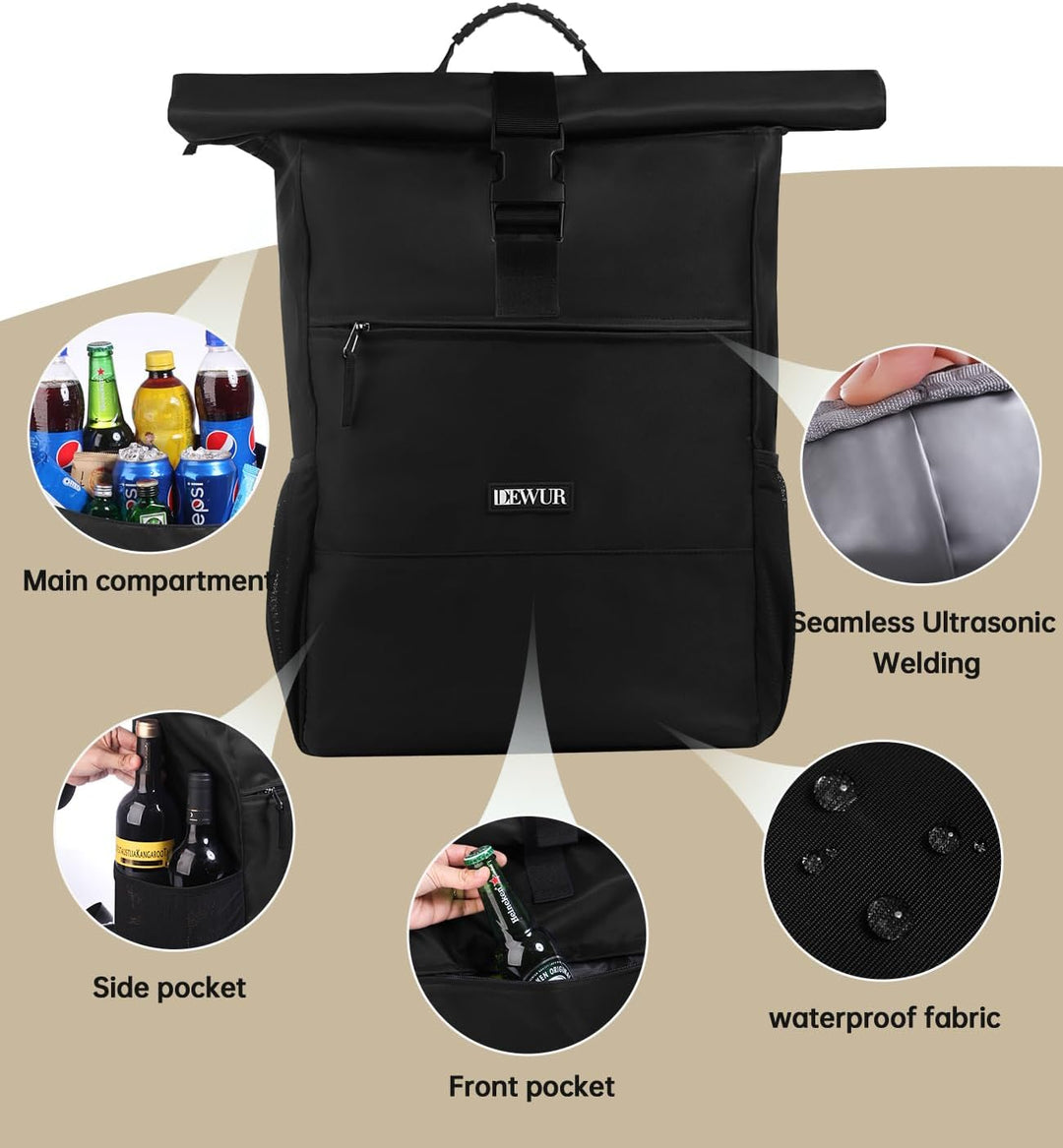 DEWUR 35L Thermo Rücksack Kühlrücksack Kühltasche Wasserdichter Picknickrücksack mit Flaschenöffner