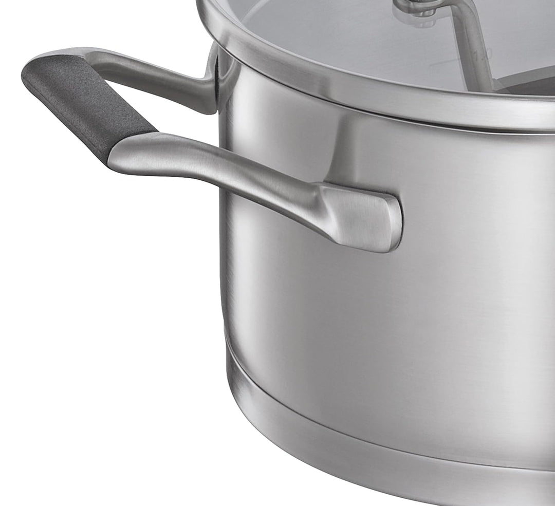 Küchenprofi COOK Bratentopf BOLOGNA | Edelstahl Schmortopf mit Deckel aus Sicherheitsglas | Induktio