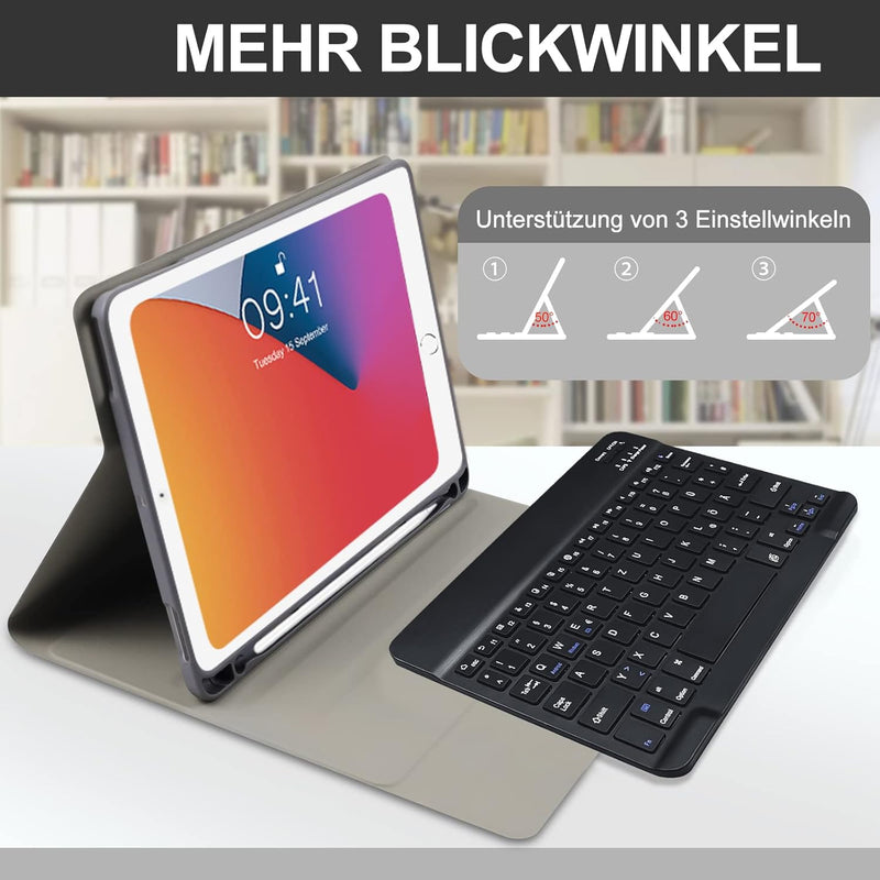 Tastatur Hülle für iPad 9.7 QWERTZ Deutsches Tastatur 2018 (6 Generation)/9.7 2017 (5. Generation)/i