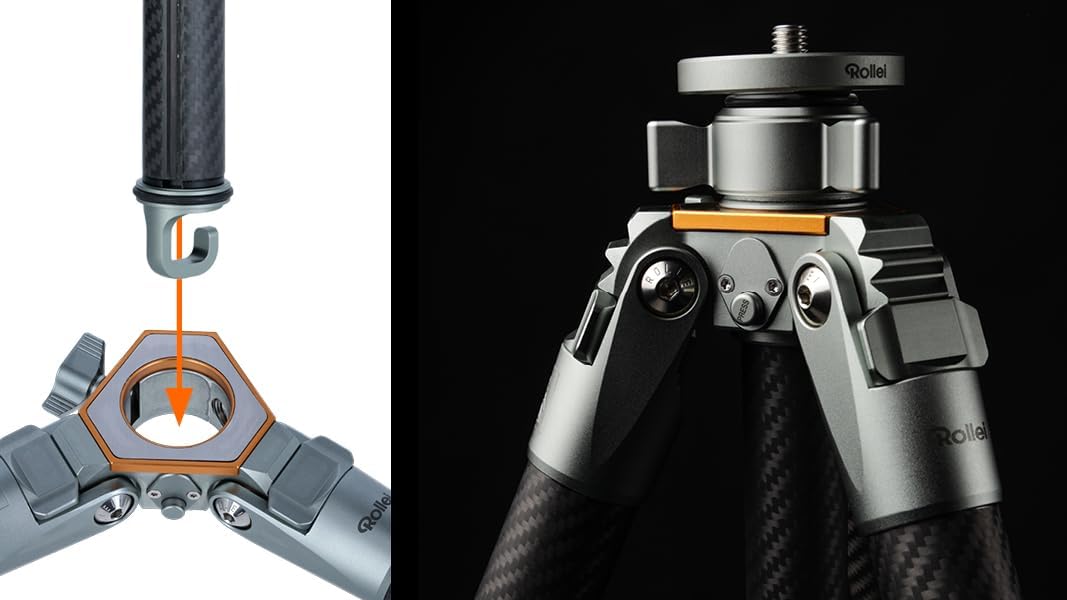 Rollei Carbon-Mittelsäule- Erweiterung für Lion Rock Pro – Schnelle Höhenverstellung, Erhöht Maximal