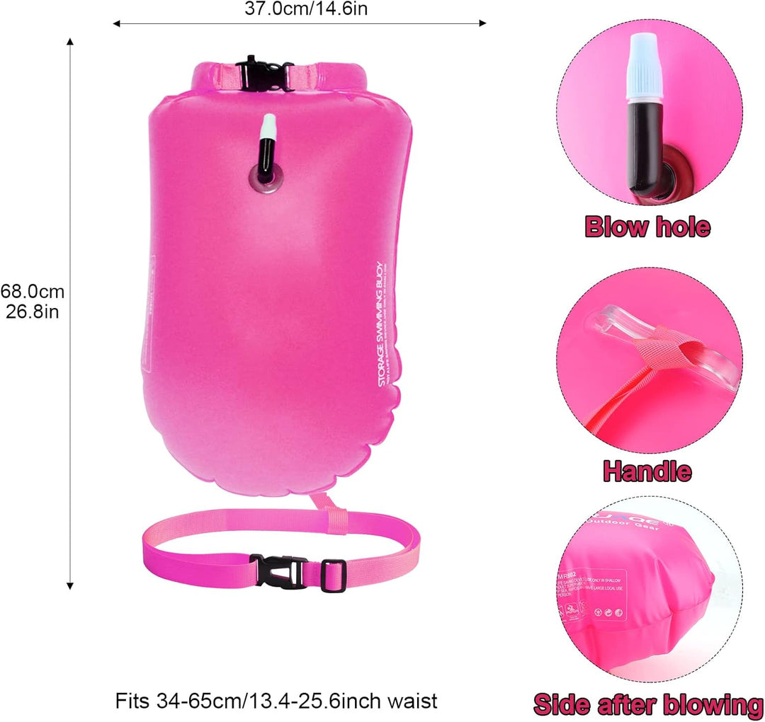 Schwimmboje,20L Trockensack Boje Schwimmen Aufblasbare mit Wasserdichter Handytasche,Swimming Buoy f