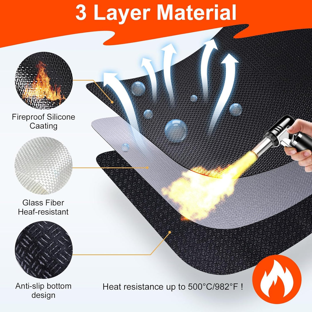 Feuerfeste Unterlage - 40 x 60cm Hitzebeständige Matte für Luftfritteuse, Hitzeschutzmatte, Brandsch
