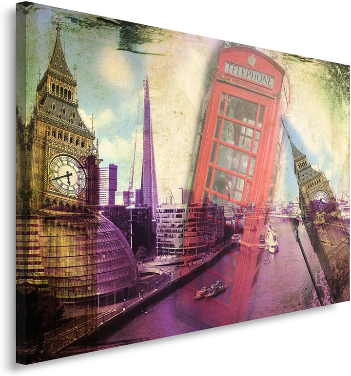 Feeby Frames, Leinwandbild, Bilder, Wand Bild, Wandbilder, Kunstdruck 70x100cm, TAMISE, LONDON, STAD