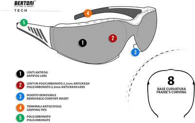 Bertoni Motorradbrille - Winddichte Bruchsichere Antibeschlag – AF149A