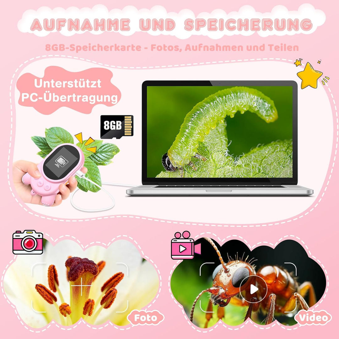 Mikroskop für Kinder, Kinderkamera Mikroskop mit 2-Zoll LCD HD Bildschirm, Hand Digital Microscope m
